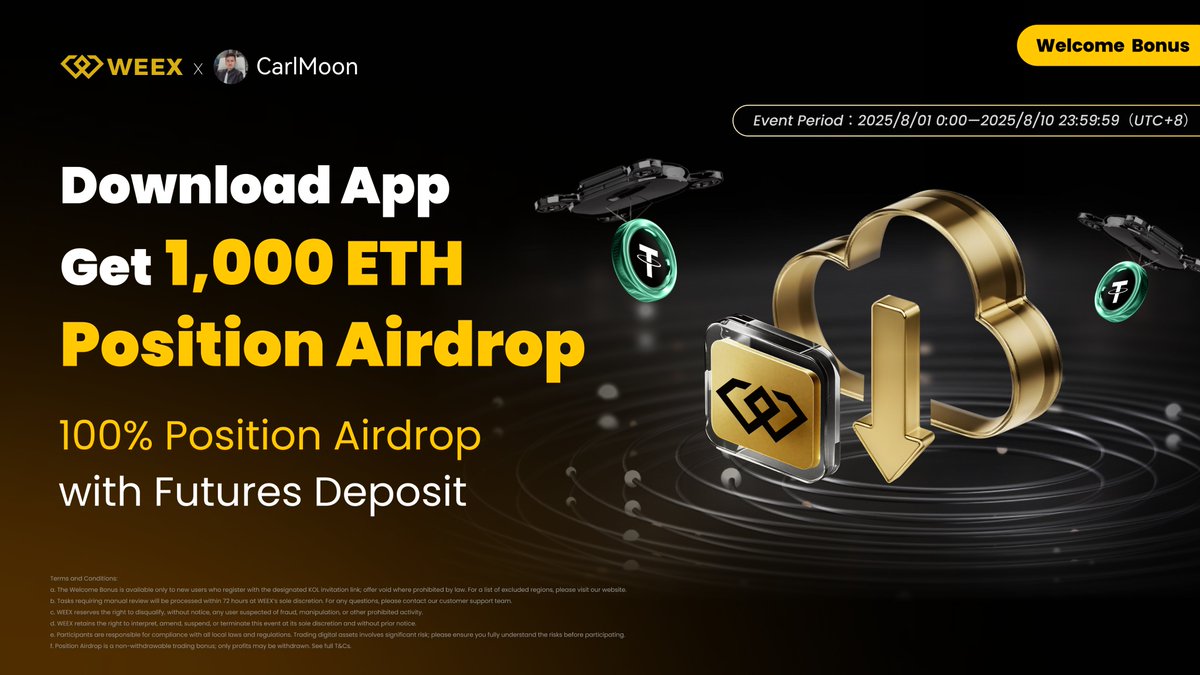 🚨 WEEX WELCOME BONUS JUST GOT BIGGER — NEW USERS ONLY! 🎉 Download the app  & get a $1000 ETH position airdrop 💰 Deposit & trade futures to unlock  100% position airdrop