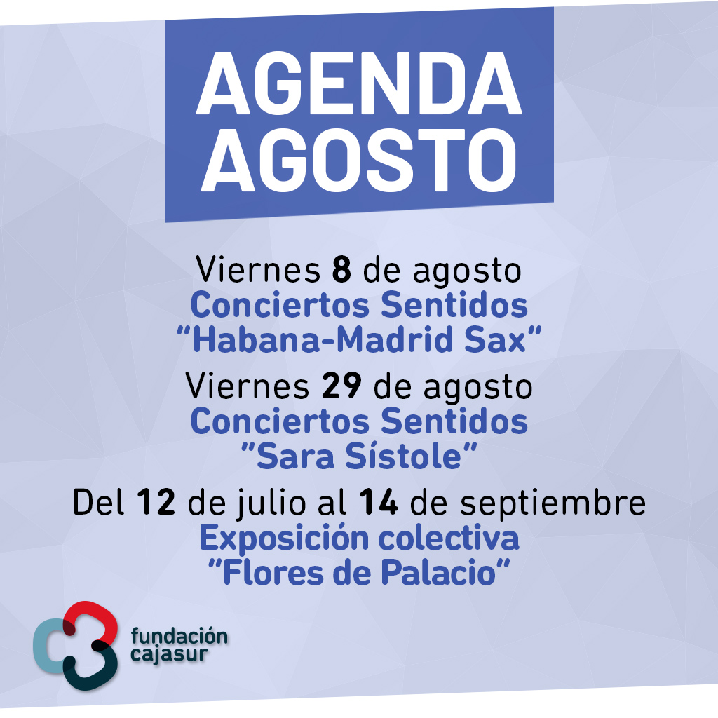 ¡La cultura no se va vacaciones!
Este agosto, la Fundación Cajasur te invita a disfrutar de una agenda única. Os dejaremos las actualizaciones si sumamos algún evento✨

Puedes consultar nuestra agenda aquí: fundacioncajasur.es/agenda

#SucedeCercaDeTi