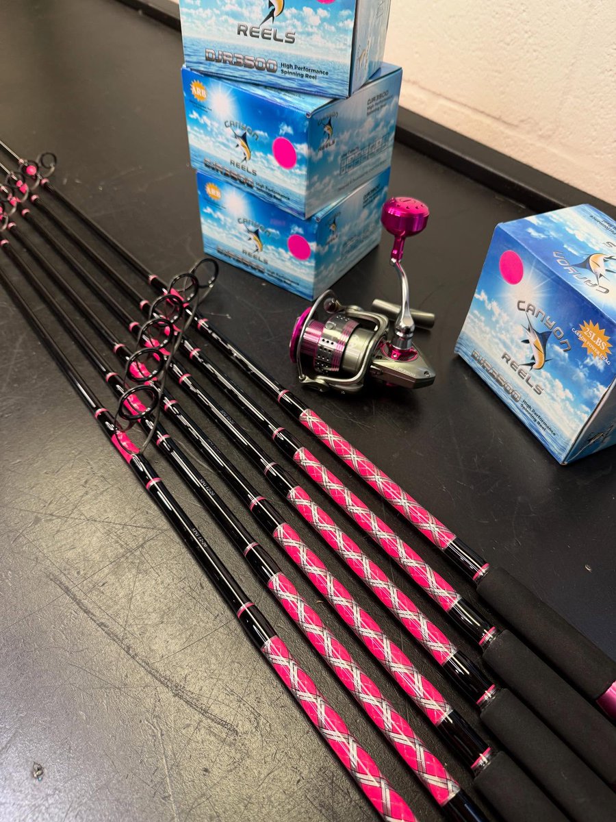 combo55111's tweet photo. Now in Stock! We just got a few more of these Diamond Series custom Pink rods finished up and ready to ship. These feature custom pink Alps aluminum reel seats, Fuji SIC Carbide guides, and our custom pink diamond series wrap! 
Get yours while they're still available... https://t.co/fNy9teKNyE