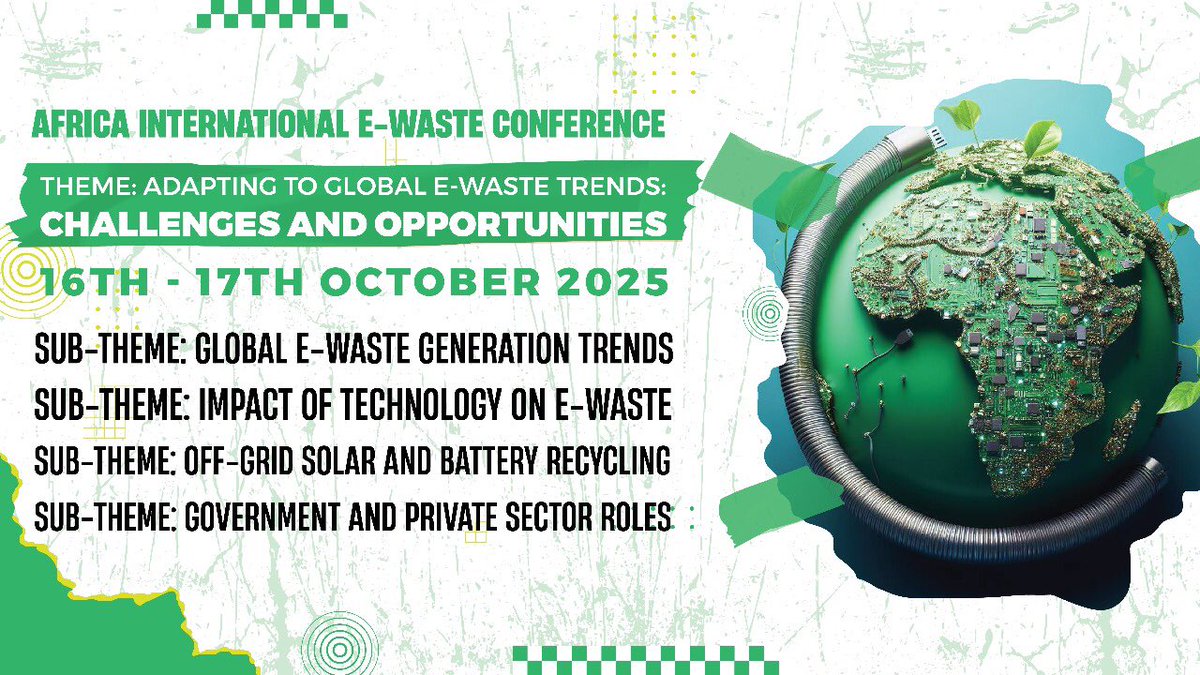 It's August—and October will be here before we know it!
We're thrilled to welcome you to the 5th E-Waste Conference under the theme:

“Adapting to Global E-Waste Trends: Challenges and Opportunities.” 

🔗 Register now: forms.gle/9ucdm4igBeqR6x…