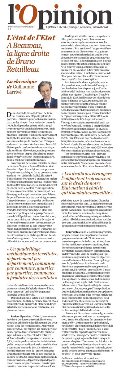 Guillaume Larrivé (@glarrive) on Twitter photo En traçant dès maintenant une ligne droite à Beauvau, <a href="/BrunoRetailleau/">Bruno Retailleau</a> ne fait qu’entamer l’immense effort de réarmement nécessaire pour remettre l’Etat à l’endroit. D’autres chapitres seront à écrire pour rassembler la majorité nationale - et pour que vive la France. En traçant dès maintenant une ligne droite à Beauvau, <a href="/BrunoRetailleau/">Bruno Retailleau</a> ne fait qu’entamer l’immense effort de réarmement nécessaire pour remettre l’Etat à l’endroit. D’autres chapitres seront à écrire pour rassembler la majorité nationale - et pour que vive la France.