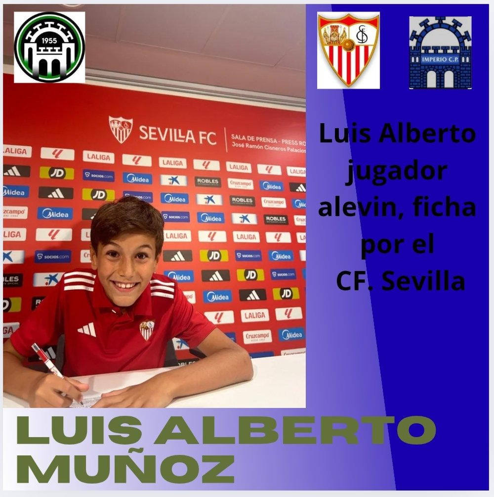 ImperioCp's tweet image. 📣📣📣ENHORABUENA📣📣
Por tercer año consecutivo el CF. Sevilla ficha a un jugador nuestro.
💪 Orgullo Imperialista 💪