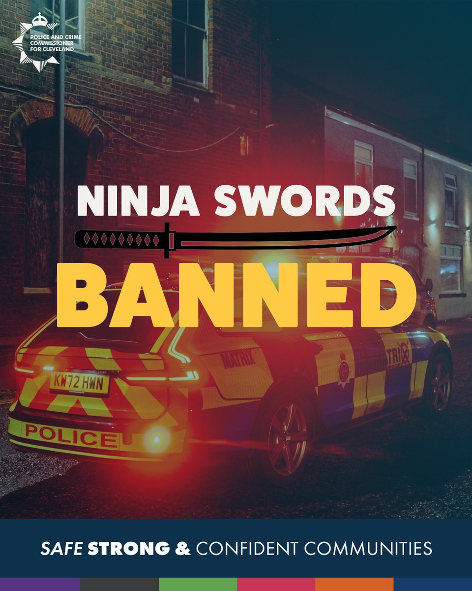 From today (1st August), ninja swords are officially banned in England &amp; Wales.🚫

A ninja sword is defined as having a blade between 14in to 24in (35cm to 60cm) in length, with a tanto or reversed tanto-style point and a possible second blade attached at an angle.