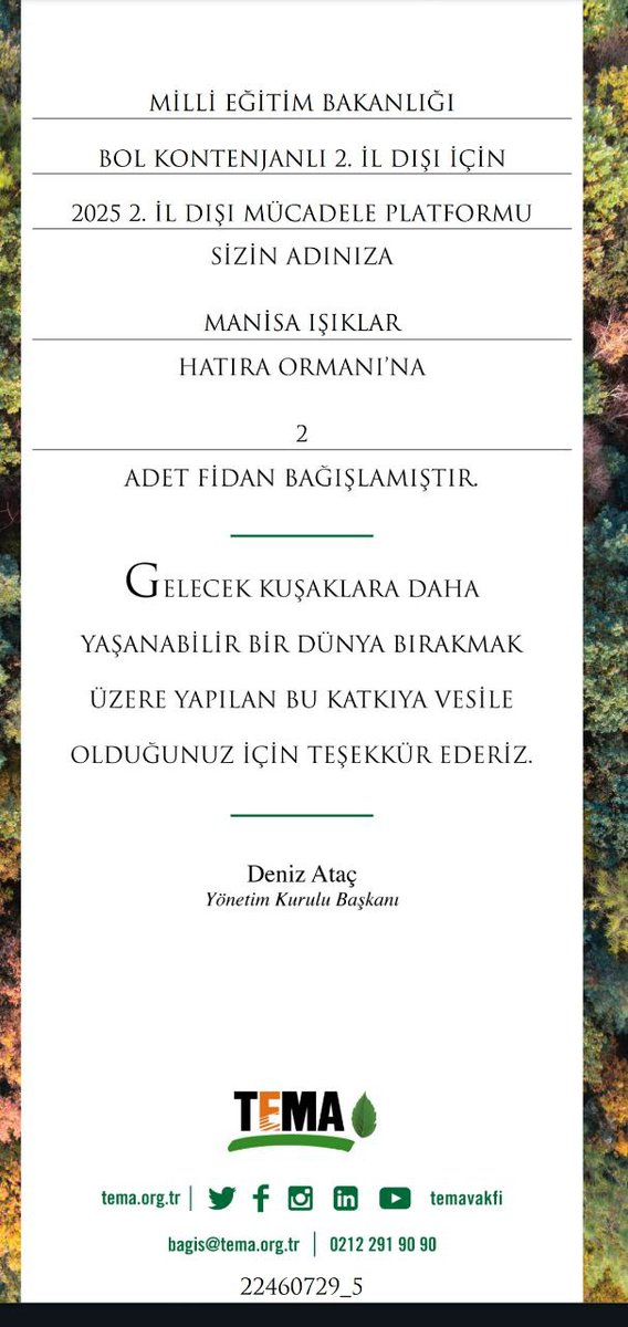 ildisiplatformu's tweet photo. #2ilDışınaFidanOL
Aylar öncesinde başladığımız MEB'deki, hizmet puanıyla bol kontenjanların olduğu yer değiştirme sisteminde tayin olma hakkımızı savunarak birlik olduğumuz süreçte ülkemizin farklı yerlerinde orman yangınları meydana geldi. Birlik olmanın verdiği gücü, iyiliğe dönüştürmek istedik. Sizleri de ülkemizin ormanları daim olsun diye fidan bağışı yapmaya davet ediyoruz. 🌲
@tcmeb @OGMgovtr @temavakfi @Yusuf__Tekin @cftcblnt @mebpgm @TRogretmen @edipuzen @Yasingrms0 @cuneytiltus @sorogretmenim