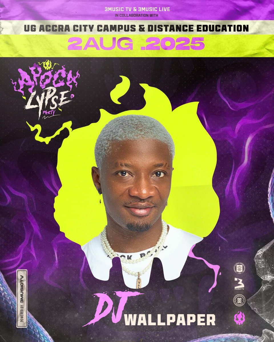 LSRC_UGACC's tweet photo. 💃❤️APOCALYPSE IS HERE💃❤

Get ready to ignite the campus🔥 APOCALYPSE is descending upon UG Accra City Campus &amp; Distance Education, featuring the electrifying DJ WALLPAPER 🔥🔥🔥Join us on 2nd August, 2025 at 8pm on city campus for an unforgettable Artiste night experience🔥 https://t.co/hNuCfrlp8n