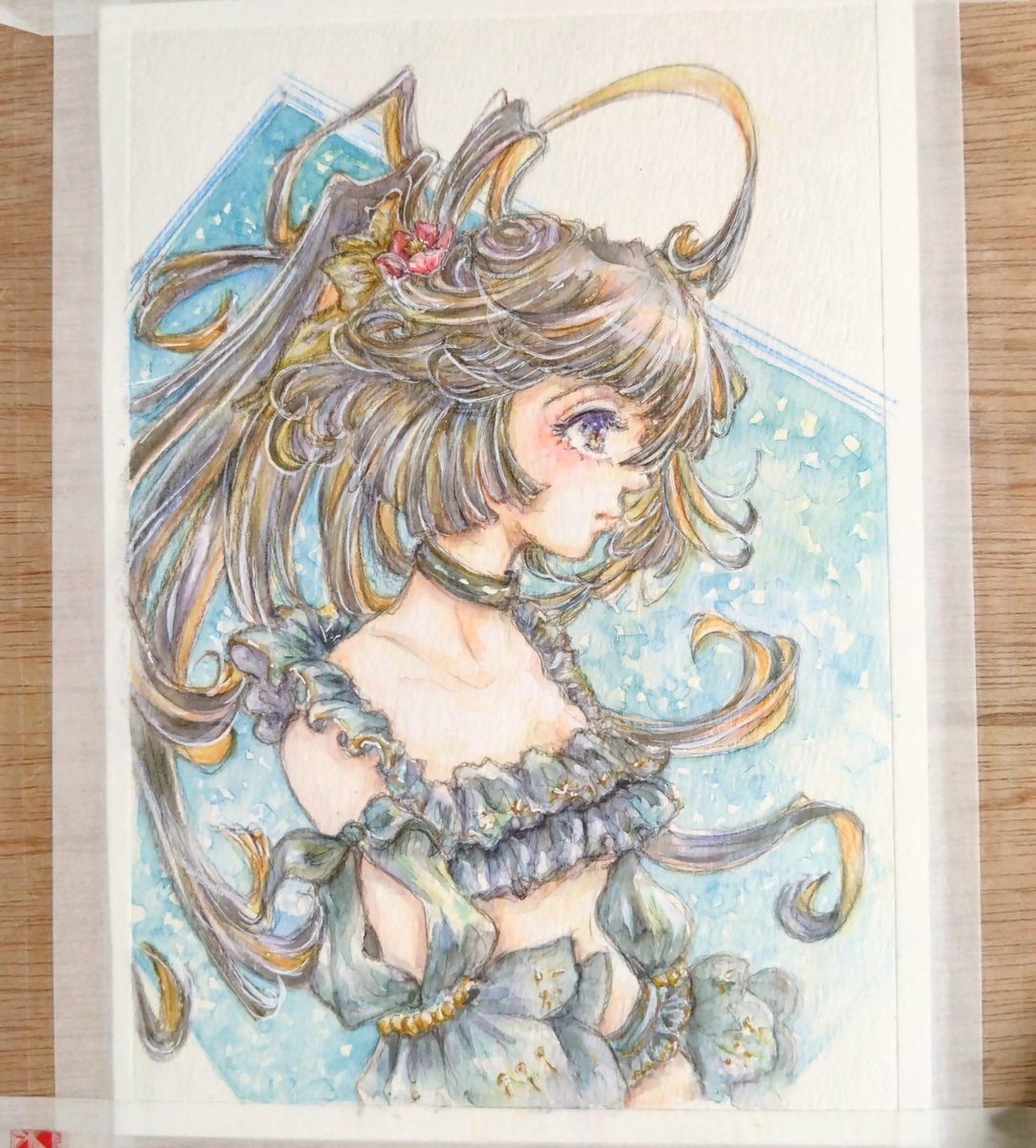 mesomomo's tweet image. 水着金烏城ちゃん（A５）。城ではもじもじしてるのに戦場では鎌ブンブン振り回してるのめちゃかわいいです。＃城プロ絵 ＃アナログイラスト