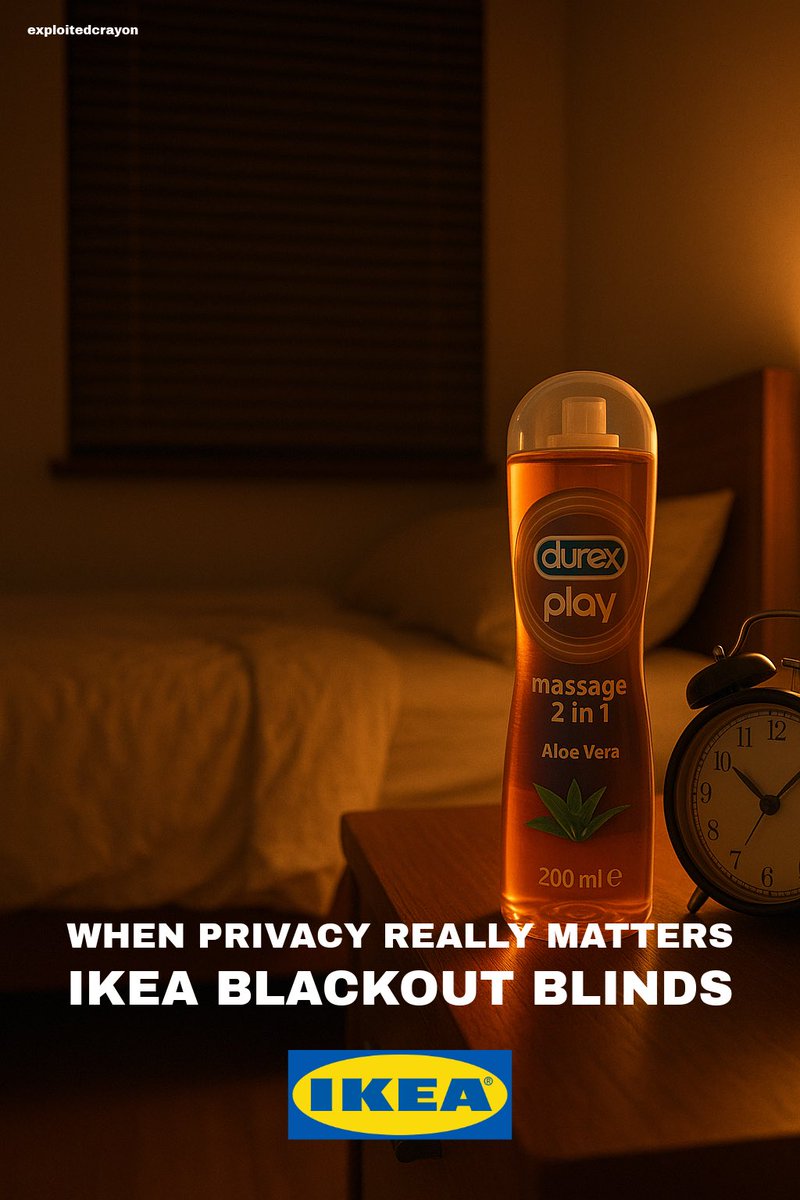 ExploitedCrayon's tweet image. One Minute Brief of the Day:
Create posters to advertise #BlackoutBlinds 💤🌙❌ @OneMinuteBriefs a possible collab? @durexuk @IKEAUK