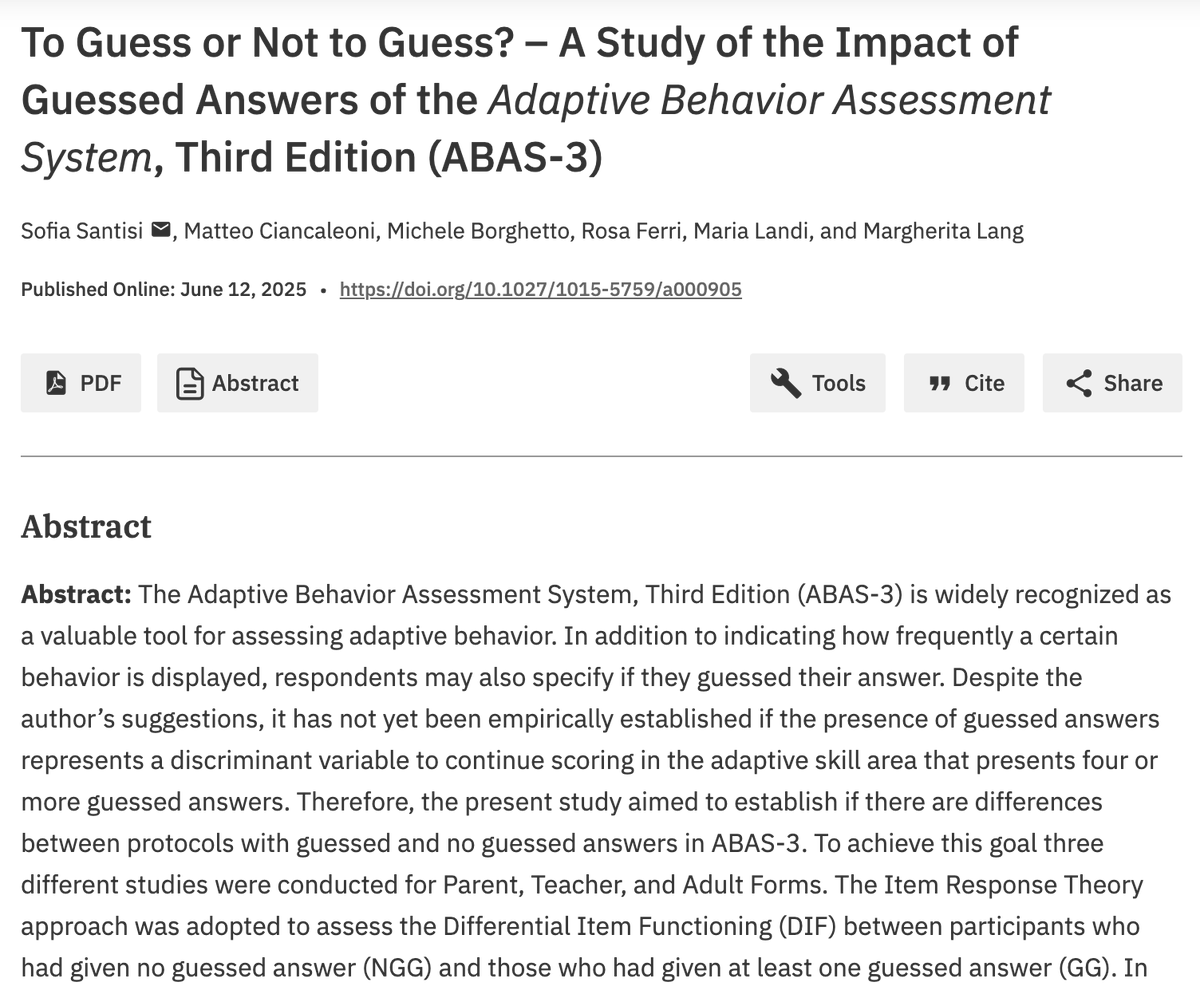Check out this study evaluating the impact of guessed answers in ABAS-3 at econtent.hogrefe.com/doi/10.1027/10…
