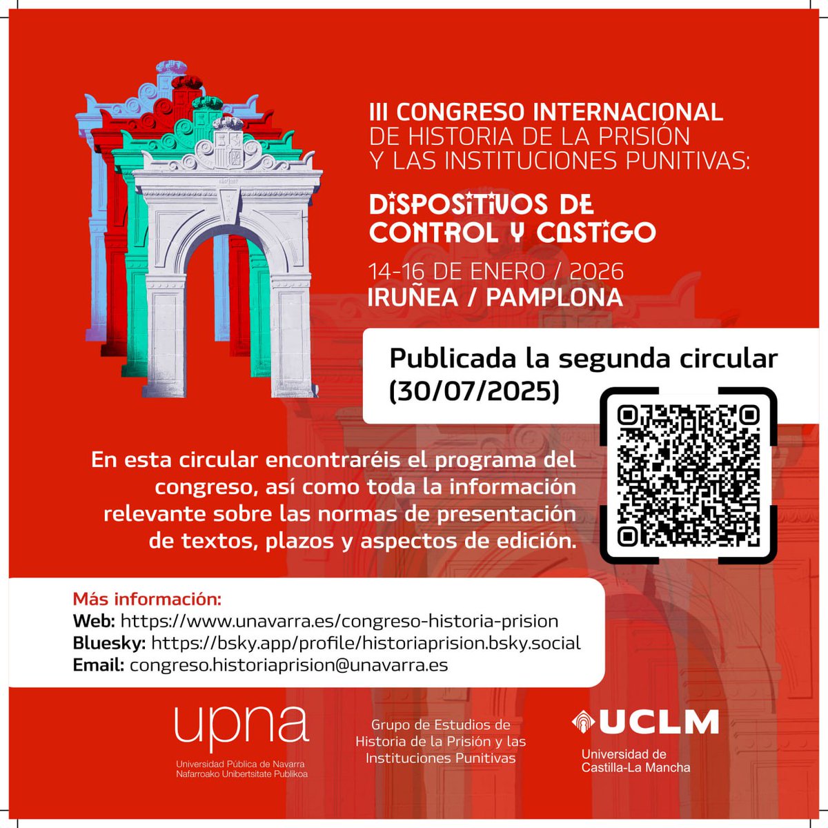 Aarón Suárez (@aaronsuarper) on Twitter photo 📢Hemos publicado recientemente la 2ª circular del III Congreso Internacional de Historia de la Prisión y las Instituciones Punitivas "Dispositivos de control y castigo", con el programa completo de mesas, ponentes y horarios.
🔹Acceso a la circular: unavarra.es/congreso-histo… 📢Hemos publicado recientemente la 2ª circular del III Congreso Internacional de Historia de la Prisión y las Instituciones Punitivas "Dispositivos de control y castigo", con el programa completo de mesas, ponentes y horarios.
🔹Acceso a la circular: unavarra.es/congreso-histo…