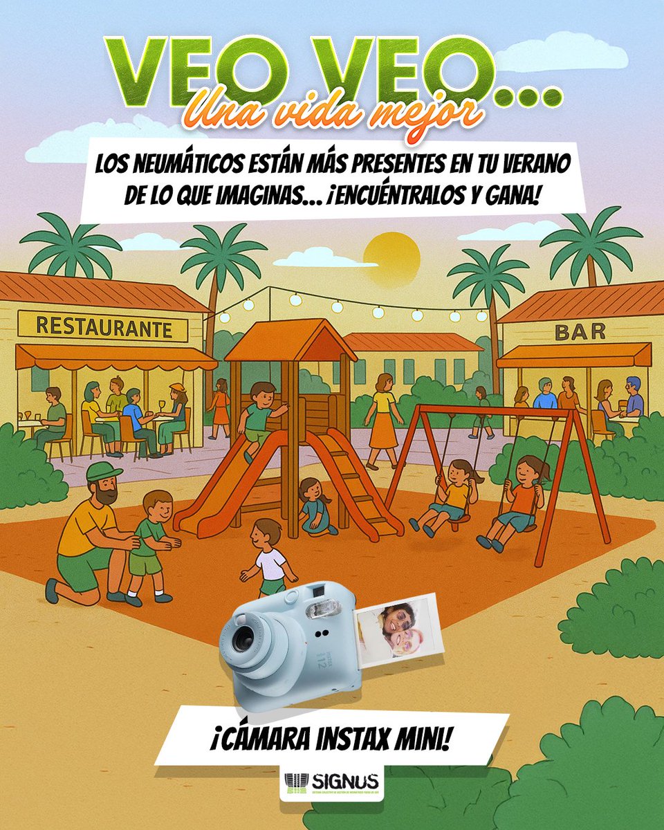 ¡Gana una cámara Instax Mini para fotografiar los mejores momentos de tu verano​!

Veo veo... Nosotros vemos una nueva vida creada a partir de neumáticos, ¿y tú? Seguro que conoces este escenario, pero... ¿sabrías decirnos dónde se esconden los neumáticos reciclados? Ayúdanos a