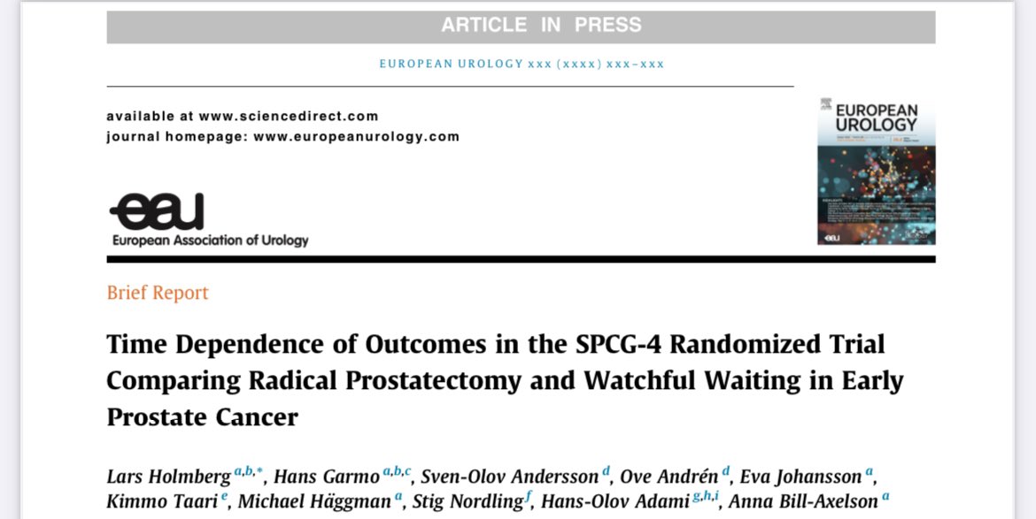 ➡️After 30 years of follow-up, radical prostatectomy significantly reduced prostate cancer mortality vs. watchful waiting in early disease (ARR: 17%, NNT: 6).
🎯Benefits of RP increase over time, lifelong impact.

<a href="/OncoAlert/">OncoAlert</a> <a href="/DrYukselUrun/">Yüksel Ürün</a> <a href="/APCCC_Lugano/">Advanced Prostate Cancer Consensus Conference</a> <a href="/nataliagandur/">Dra. María Natalia Gandur Quiroga</a> <a href="/bavilima/">Bárbara Melão, MD, PhD</a>