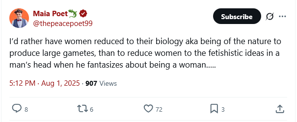 I'd rather understand that women, including trans women, come in a range of shapes, sizes, &amp; histories. Reducing women to biology has always excluded &amp; harmed - including those who are infertile, post-menopausal, intersex, or who never wanted motherhood forced on them.