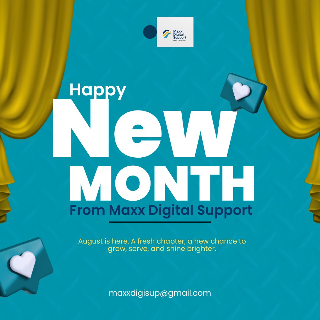 maxxdigisupport's tweet image. Happy New Month from Maxx Digital Support! 

August is here!
A fresh chapter, a new chance to grow, serve, and shine brighter.

You don’t need to see the whole staircase. Just take the first step.

Let’s make August intentional, impactful, and unforgettable. 

#MaxxDigitalSupport