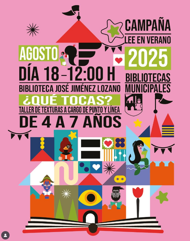 Ya podéis apuntaros al Taller de texturas. De 4 a 7 años.
18 de agosto, a las 12:00 horas en la Biblioteca José Jiménez Lozano.
Inscripción de manera presencial en la biblioteca o llamando al 920350000 ext. 811
¡Plazas limitadas! ¡No te quedes sin la tuya!