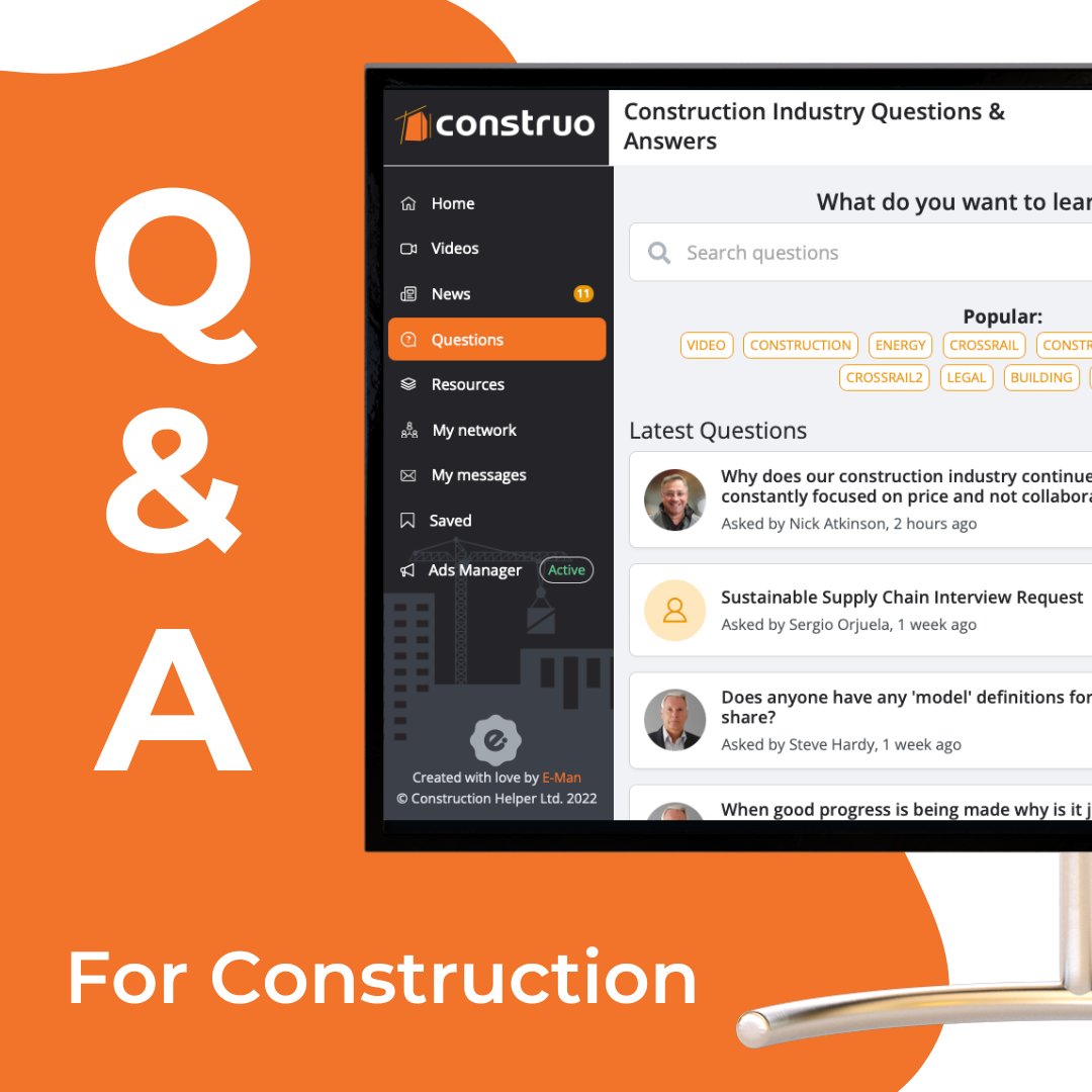 Construonetwork's tweet photo. Got a construction question? ๐๏ธ
Get real answers from real professionals on Construo.
Whether it's contracts, costs, or site logistics, ask away and tap into the industry's collective know-how.
https://t.co/24mrmjJLPn
#Construo #ConstructionQA #AskAQuestion https://t.co/zaT7koIvxc