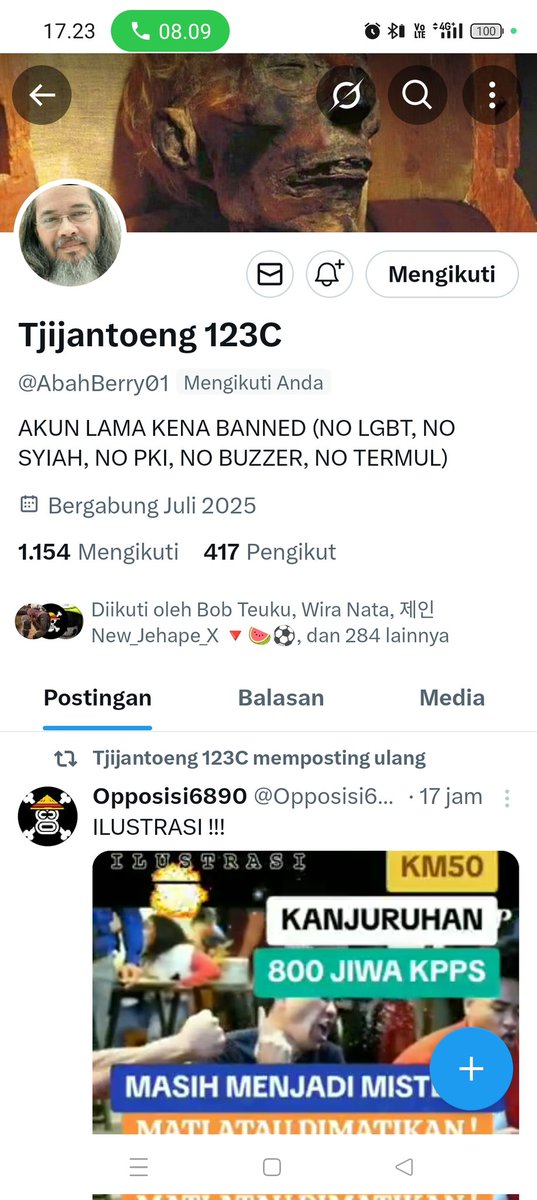 Silahkan follow akun ini
👉 <a href="/AbahBerry01/">Tjijantoeng 123C</a> 
Thanks 🤝