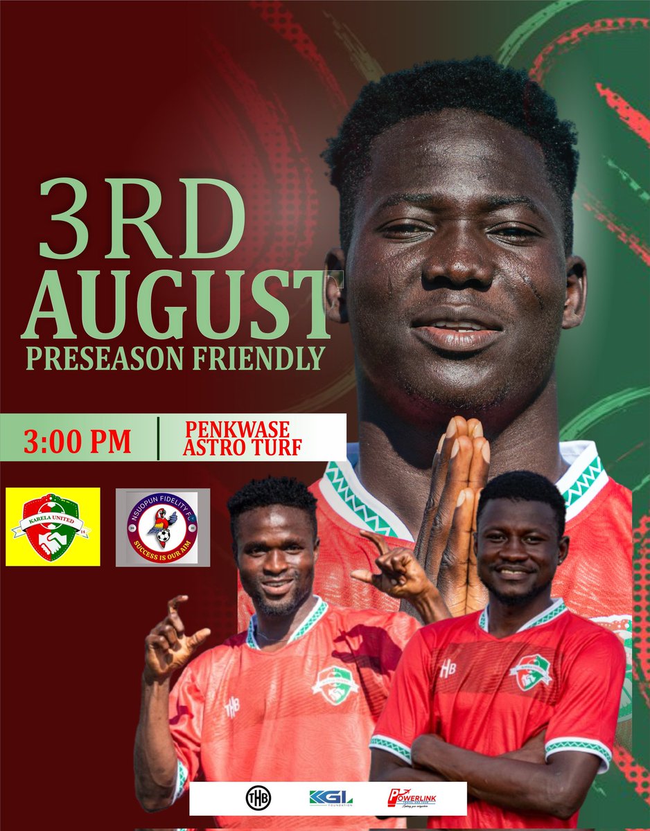 Pre-Season Friendly Alert

Join us as we fine-tune our skills and team building spirit ahead of the new season!

We're excited to announce a pre-season friendly match against newly promoted Division One League side, Nsuoppun Fidelity FC on Sunday! 

#KarelaUnited
#PreSeasonFr