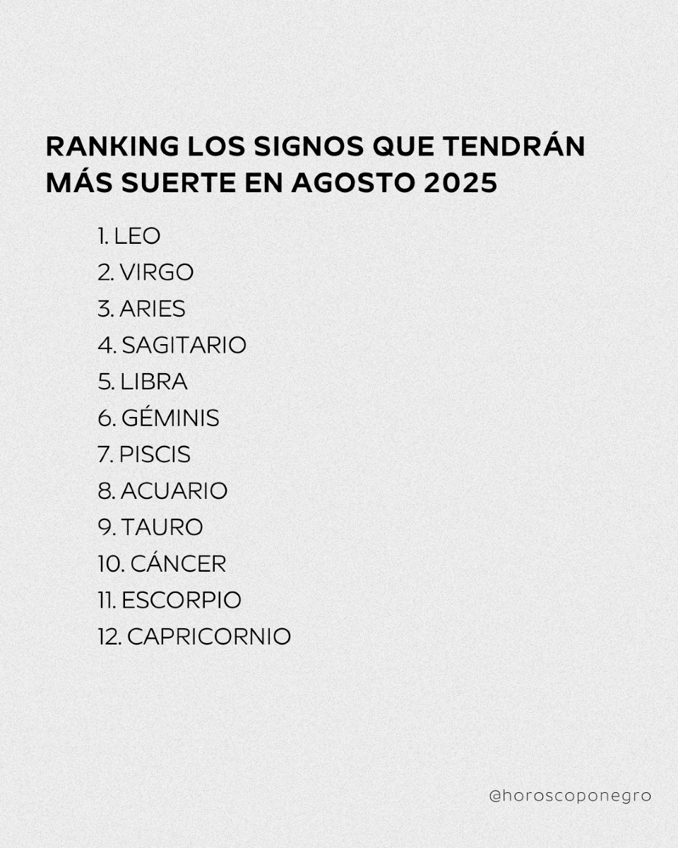 Ranking de los signos que tendrán más suerte en agosto 🔮