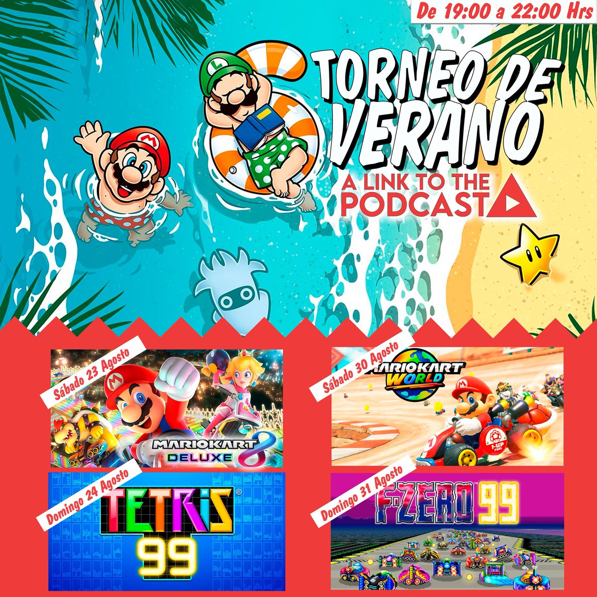 ¡ATENCIÓN!🏖️
Llega agosto, el mes de nuestro Torneo de Verano. Llegamos a la sexta edición y lo hacemos con el mayor número de premios jamás dado.
Importantes regalos para los ganadores, pero...¡PARTICIPAR TIENE PREMIO!
Inscríbete: tinyurl.com/6torneoALTTP
Aquí tienes las fechas👇