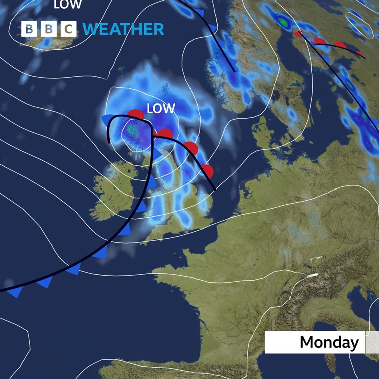 An unusually deep low pressure system for the time of year is forecast to track across the UK early next week. It might be a named storm - so stay tuned. Find out more: bbc.in/3UbvapI

Check out weather for the week ahead forecast: bbc.in/4ohBw4I