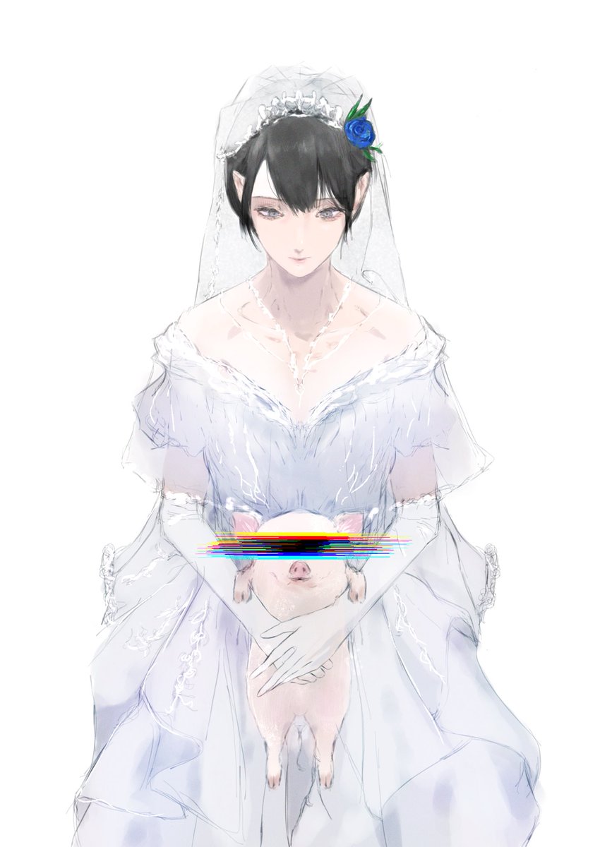 #絵描きさんと繋がりたい
#絵描きさんフォロバ100
#illustration 
花嫁とミニブタを描きました
我ながらめっちゃふつくしい…