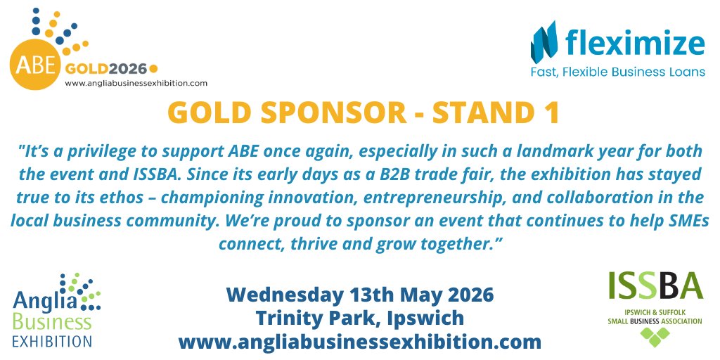 Anglia Business Exhibition (@anglia_business) on Twitter photo Welcome back to Fleximize as Gold sponsor for ABE2026, thank you for your ongoing support! Visit them at stand 1 in May or why not join them as a sponsor and be part of our special 30th anniversary year! Visit bit.ly/3z4UfXf or email contact@angliabusinessexhibition.com Welcome back to Fleximize as Gold sponsor for ABE2026, thank you for your ongoing support! Visit them at stand 1 in May or why not join them as a sponsor and be part of our special 30th anniversary year! Visit bit.ly/3z4UfXf or email contact@angliabusinessexhibition.com