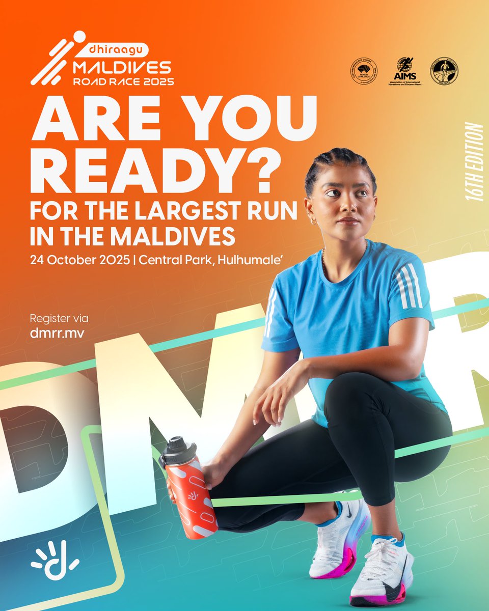 Are you ready for the largest run in the Maldives? 🏃‍♀️🏃

📅 24 October 2025
📍Central Park, Hulhumale' 

👉🏽 Tap to register: dmrr.dhiraagu.com.mv 

#DMRR2025 
#DhiraaguMaldivesRoadRace #LargestRunInTheMaldives #HelpProtectChildren
