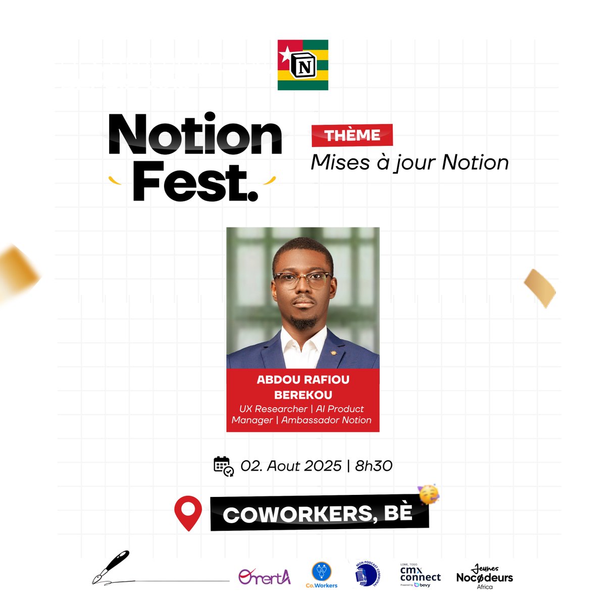 [#Notion_Fest.]
<a href="/NotionHQ/">Notion</a> depuis quelque temps ce sont des mises à jour.
Entre les nouveaux produits que vous connaissez et les mises à jour in App qui ne cessent d’évoluer.
On en parle avec <a href="/BerekouAbdouRaf/">The Digital Root #APK2025</a> UX Researcher | Product Manager | Ambassador Notion.
#NotionTogo