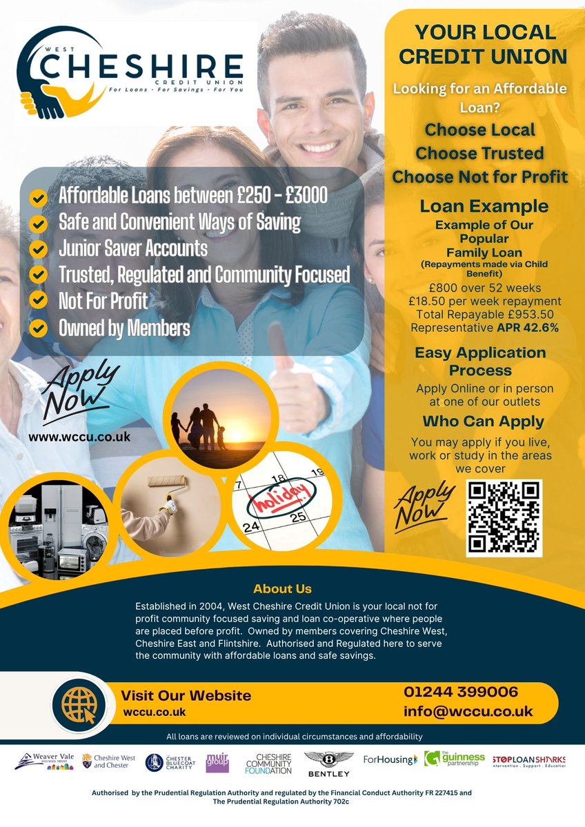 West CHESHIRE CREDIT UNION (@wccu2) on Twitter photo West Cheshire Credit Union is here to help you borrow better with confidence, fairness, and peace of mind.
If you're looking for a fair, affordable, and community-focused way to borrow money, West Cheshire Credit Union is the smart choice! <a href="/ShitChester/">12 years of Shitchester</a> <a href="/Dee1063/">Chester's Dee Radio</a> <a href="/Go_CheshireWest/">Cheshire West</a> West Cheshire Credit Union is here to help you borrow better with confidence, fairness, and peace of mind.
If you're looking for a fair, affordable, and community-focused way to borrow money, West Cheshire Credit Union is the smart choice! <a href="/ShitChester/">12 years of Shitchester</a> <a href="/Dee1063/">Chester's Dee Radio</a> <a href="/Go_CheshireWest/">Cheshire West</a>