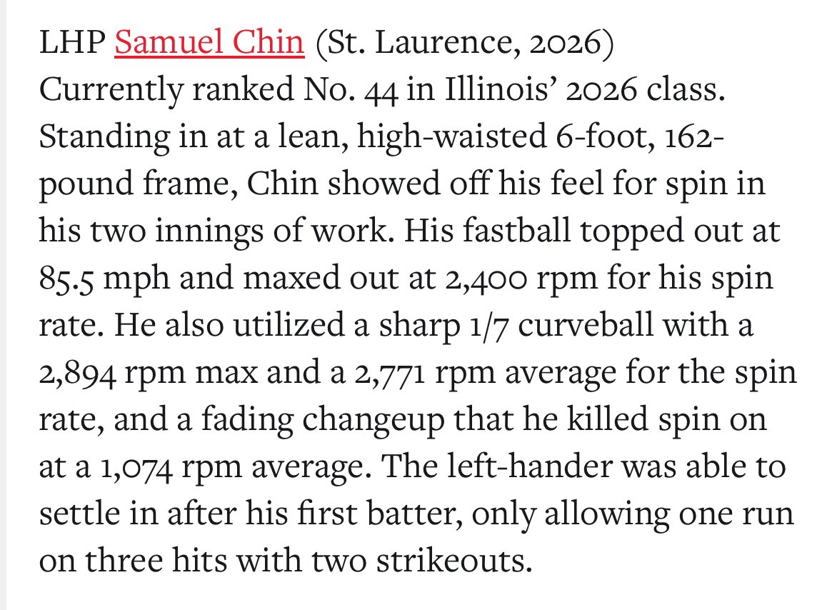 Samuel Chin (@therealsamchin) on Twitter photo Thank you for the write up !@DrewLocascio <a href="/PrepBaseballIL/">Prep Baseball Illinois</a> <a href="/pbtscouting/">Prep Baseball Scouting</a> It was a great event with all the scouts and a great team to be a part of #TeamHeartland #PBSFG25 Thank you for the write up !@DrewLocascio <a href="/PrepBaseballIL/">Prep Baseball Illinois</a> <a href="/pbtscouting/">Prep Baseball Scouting</a> It was a great event with all the scouts and a great team to be a part of #TeamHeartland #PBSFG25