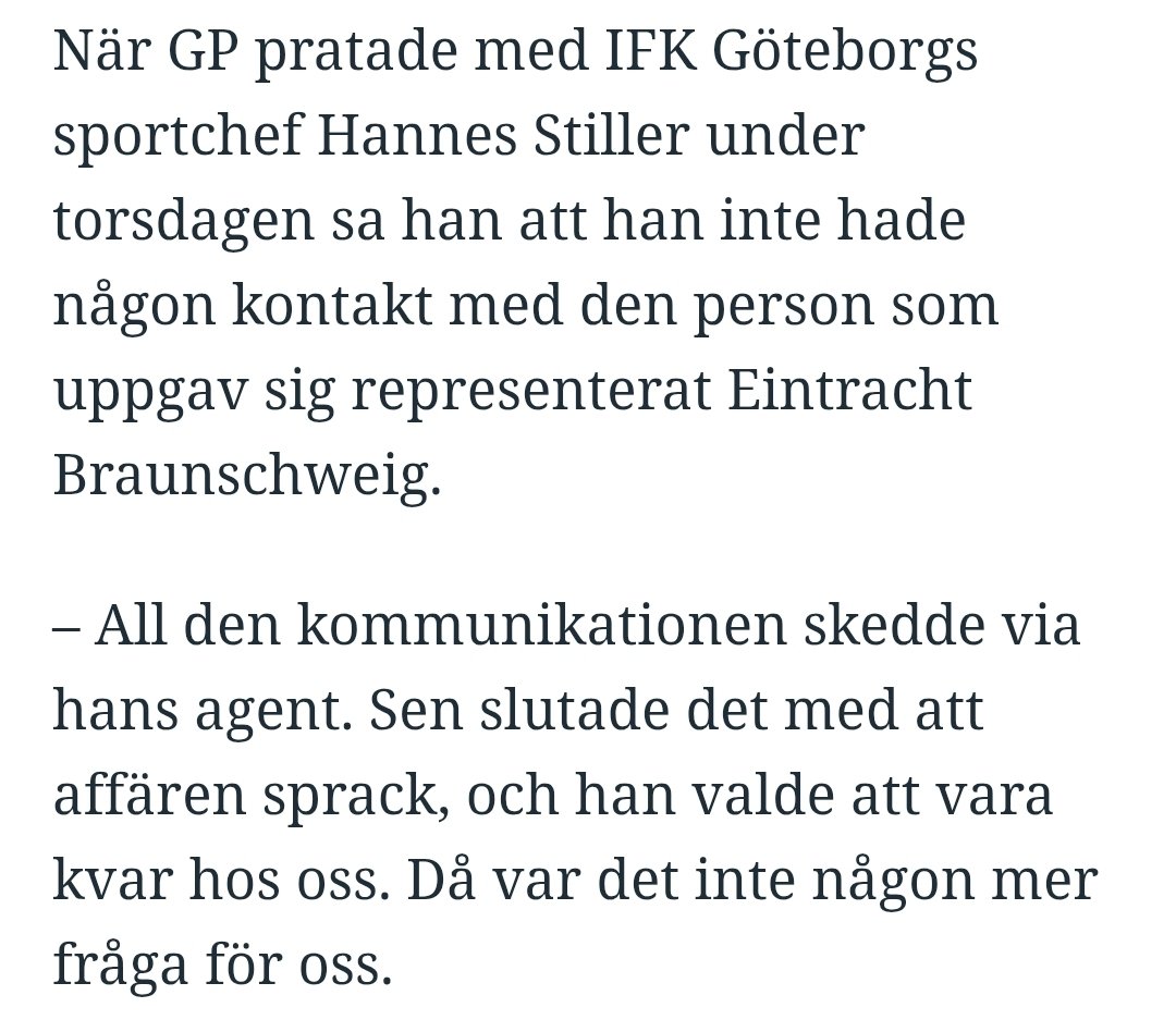 Med andra ord är det Trondsens agent som ska bära hundhuvudet här, inte Blåvitt. Så kan folk sluta svinga mot saker man inte vet något om. #ifkgbg