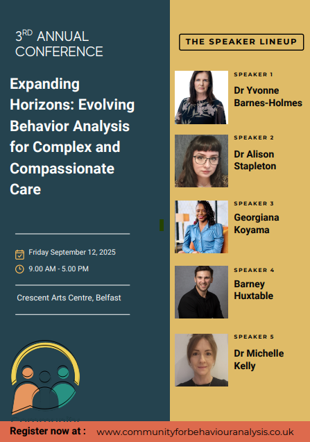 Very excited to see this amazing line up. Register at communityforbehaviouranalysis.co.uk
