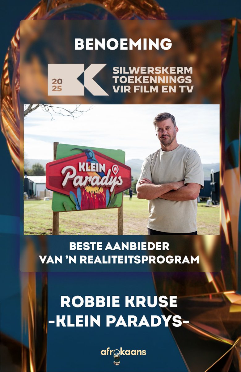 Congratulations to <a href="/Ewan_Strydom/">Ewan Strydom</a>  and <a href="/RobbieKruse/">Robbie Kruse</a>  for your nominations as Bests Host of a Reality Television Program on <a href="/kykNETtv/">kykNET TV</a>  for the 2025 <a href="/SilwerskermFees/">Silwerskermfees</a>  - Well deserved!

Produced by <a href="/afrokaans/">afrOkaans</a>  
#silwerskermtoekennings #createbrilliance