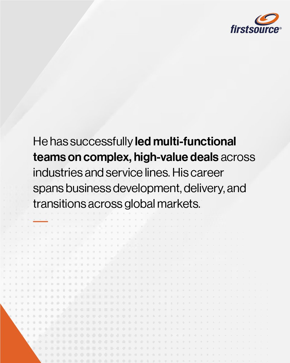 firstsource's tweet image. Welcome to #LifeAtFirstsource, Jeeshu Ganguly!

#Firstsourcer #FirstForce #Leadership