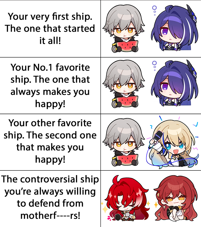 Lt8ball864's tweet photo. Another ship thingy. All three (Genshin, HSR, and ZZZ)
.
Template by: @/Zero_Olympius 
.
#Mavuither #Aehya #Aevia #caeron #Caecheron #caerval #Arghime #FlameandGrace #WiseYuan #WiseXuan #Wiselyn #hsr #GenshinImpact #zzzero https://t.co/fKDVKhnr7x