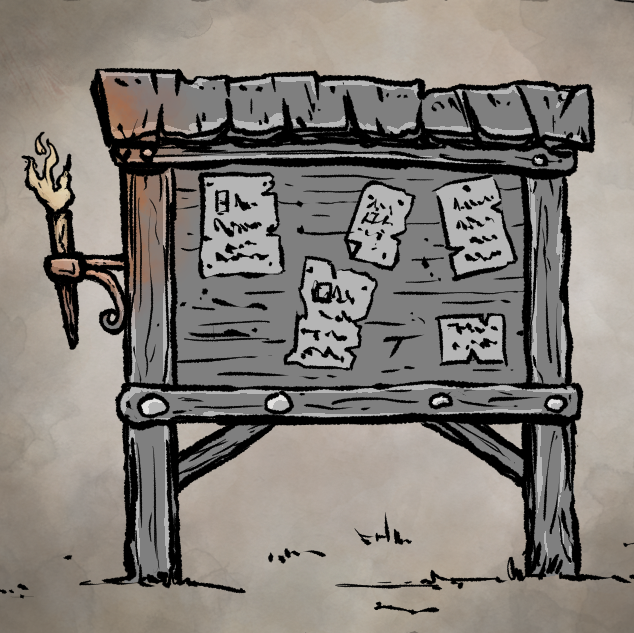 Quest board in Crossroads. 
Into The Dark Dungeon: Silver Mine. 
 
Available for purchase on my website. 
paramythgames.com