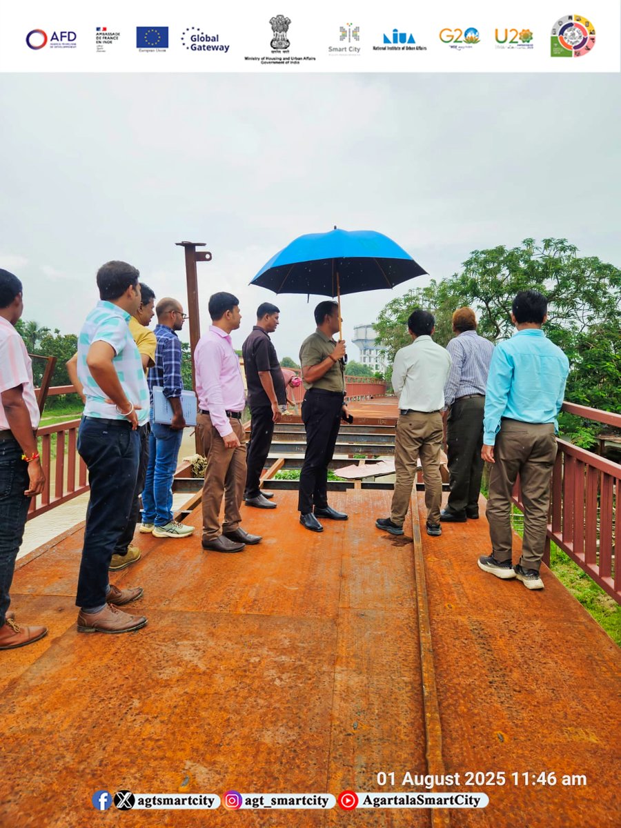 Dr. Shailesh Kumar Yadav, CEO of Agartala Smart City Limited, inspected the elevated walkway along the south bank of the Haora River under the HRFD project — a key initiative of the CITIIS program aimed at enhancing urban connectivity and sustainability.