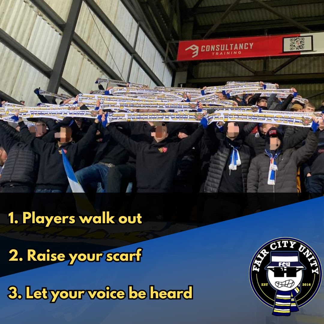 FCU encourages all fans to bring a scarf to tomorrow’s match and raise it above your head as the teams walk out ahead of kick off.

This action will align with a display taking place within Zone F which may restrict the view of the pitch for a short period.