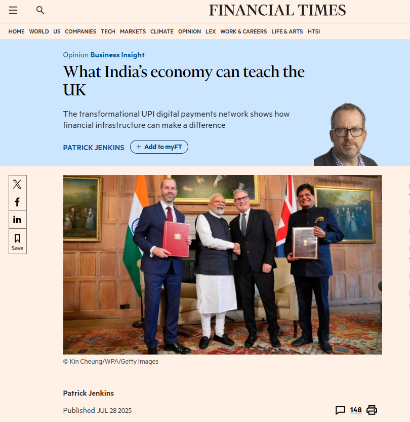 YeDesHaiMera's tweet photo. Despite Covid and volatile global situation, #India is amongst the fastest-growing major economies (#IMF and #WorldBank). India’s economy has enabled it to send missions to space, engender semiconductor revolution, advance indigenous defence production, invest in cooperatives, reduce extreme poverty, create future-ready infrastructure, and much more. Thanks to #GoI & PM @narendramodi for driving India’s economic growth.
@patrickjenkins_, the Deputy Editor at the #FinancialTimes writes, “What India’s economy can teach the UK”, regarding India’s financial services reform and financial inclusion: https://t.co/rLsFIW67B4 @narendramodi @PMOIndia @UnivofDelhi #IndianEconomy