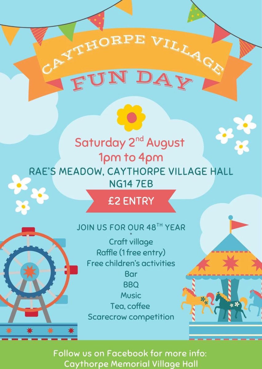 We are looking forward to playing in Caythorpe tomorrow for the village’s annual show! There are lots of fun activities happening including a BBQ and bar. Admission is just £2 for adults and free for children. We would love to see you there!