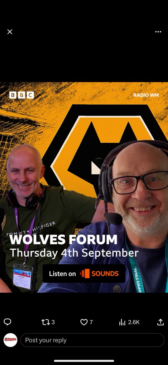 The Cleveland Arms (@cleveland_arms) on Twitter photo 🚨 Join BBC Radio WM for a special Wolves Football Forum 📻
⚽️ Thursday 4th September 7.30pm
📍Cleveland Arms, Stowheath Lane, WV1 2QN
📻 Recorded for broadcast on <a href="/bbcwm/">BBC Birmingham & Black Country</a>
🎙️ Host <a href="/DazHaleWM/">Daz Hale BBC Radio WM</a> with Mike Taylor and legend David Kelly
FREE admission 🚨 Join BBC Radio WM for a special Wolves Football Forum 📻
⚽️ Thursday 4th September 7.30pm
📍Cleveland Arms, Stowheath Lane, WV1 2QN
📻 Recorded for broadcast on <a href="/bbcwm/">BBC Birmingham & Black Country</a>
🎙️ Host <a href="/DazHaleWM/">Daz Hale BBC Radio WM</a> with Mike Taylor and legend David Kelly
FREE admission