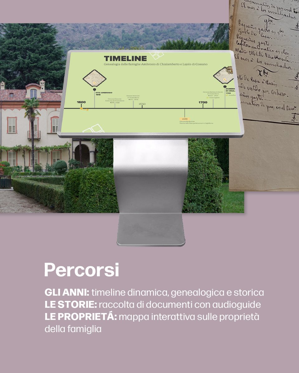 Per la Fondazione Casa Lajolo abbiamo progettato e sviluppato un #Totemtouch interattivo, che permette ai visitatori di esplorare i documenti dell’archivio storico della famiglia Ambrosio di Chialamberto.

Scopri di più 👉 heritage-srl.it/progetto/casa-…