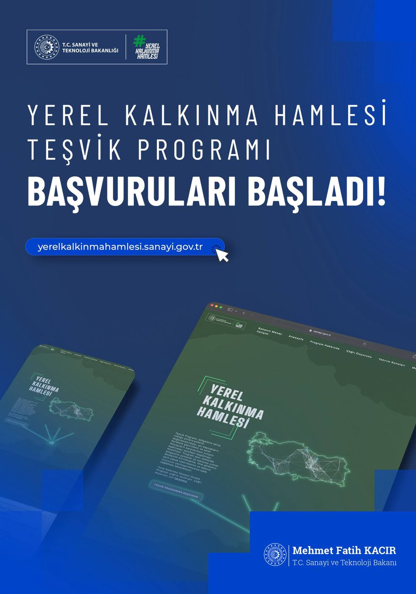🇹🇷 81 şehrimizde büyük bir kalkınma seferberliğini hayata geçiriyoruz.

📢 Türkiye’nin tüm illerinde yürüteceğimiz #YerelKalkınmaHamlesi Teşvik Programımıza başvurular bugün başladı.

Yerel potansiyeli harekete geçiriyor, her şehrimiz için belirlediğimiz 4 stratejik alanda yeni