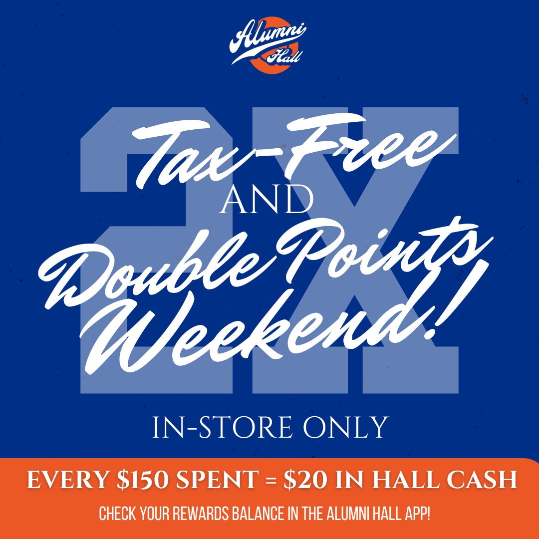 Gators, it's Tax-Free AND Double Points Weekend! ⭐ Come shop with us in-store to earn double points and stock up on Florida gear! 💰
alumnihall.com/florida-gators