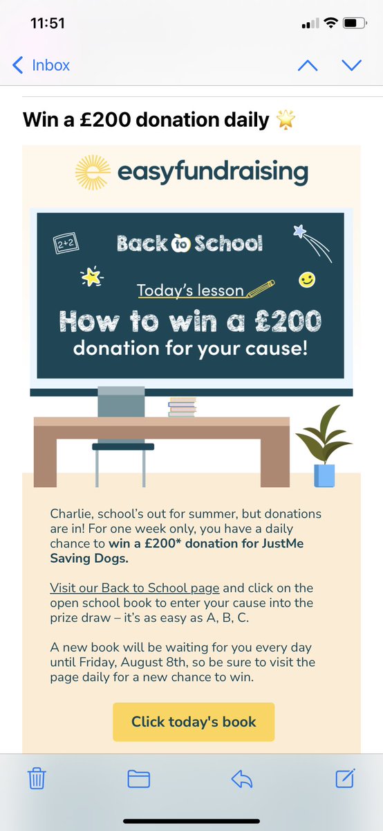 Calling all <a href="/GillyMeeky/">Gill Meek</a> Easy Fundraisers
For 1 week - <a href="/easyuk/">easyfundraising</a> are giving YOU 🫵 the chance to WIN £200 for JMSD
Its FREE to enter just go to your Easy Fundraising page and click the ‘Back to School’ tab to enter. 
You can enter once every day for a whole week. 
Good Luck 🤞