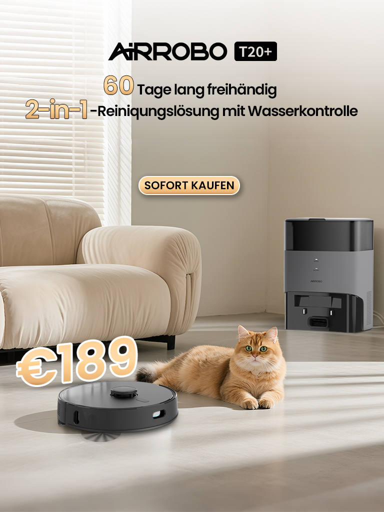 AiRROBO T20+ Saug-Wisch-Roboter mit dem Niedrigsten Preis im Ganzen Jahr🎁⚡ Jetzt bestellen und 10% Rabatt mit Code 【AIRROBO10】👉👉de.air-robo.com/products/t20