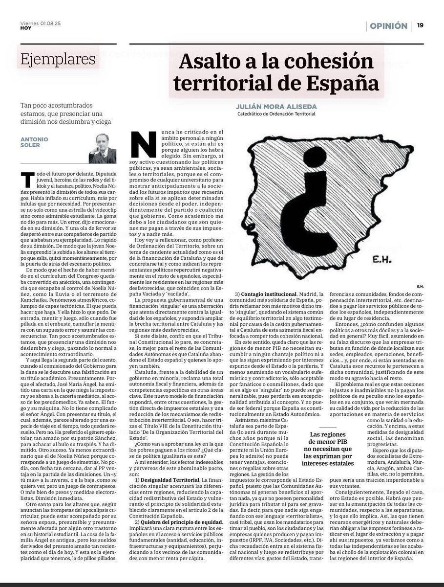 Para aquellos que no estáis suscritos al Diario HOY os adjunto el documento en formato legible.