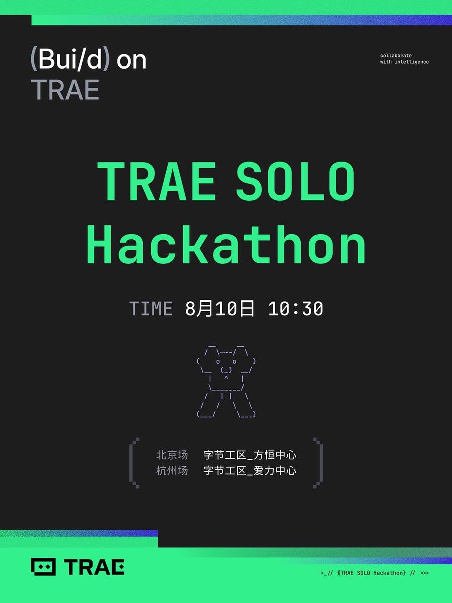 sunshineg's tweet image. TRAE Solo Hackathon 第一届,有幸参与其中贡献了一些微薄的经验之谈,@segment_fault  是社区合作伙伴,我也会在杭州场现场跟大家一起学习下,因为个人比较喜欢 @Trae_ai  这个产品,思否社区也一起参与志愿支撑下,非商务合作,哈哈!欢迎各位 Solo builders 加入🍻一起感受 Vibe coding 的魅力。