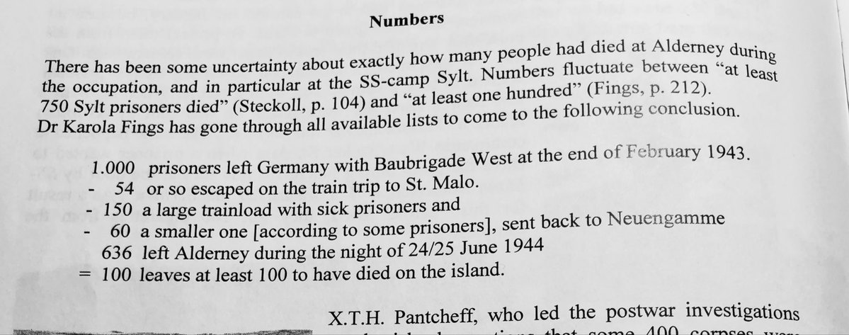<a href="/philipndpope/">Philip Pope</a> Dr Fings of the Alderney Review, applies gas-lit arithmetic when she said only 100 died at SS Lager Sylt. If you do her maths, 364 Sylt prisoners died, not 100. It’s immaterial if they died in camp, in transit, or at Neuengamme. Lager Sylt killed the prisoners.