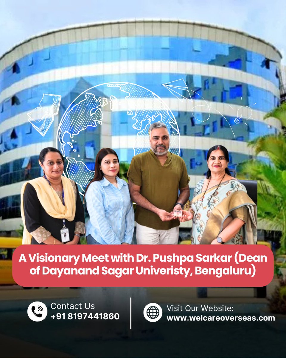 welcaredu's tweet image. 🤝 A visionary meet with Dr. Pushpa Sarkar (Dean, Dayanand Sagar University) to empower nursing students with global career opportunities! 🌍

Explore study + work abroad with Welcare Overseas.
📞 +91 8197441860
🌐 welcareoverseas.com

#NursingAbroad #StudyOverseas #Dayanand